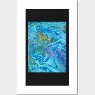 Tropical Swirl Acrylic Pour Painting Posters and Art